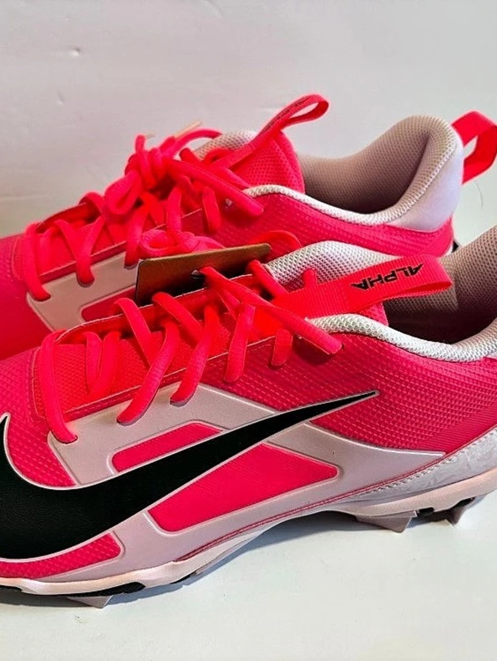 Nike Alpha Huarache Elite 4 Men's Athletic Shoes Pink & White US 12 - New
